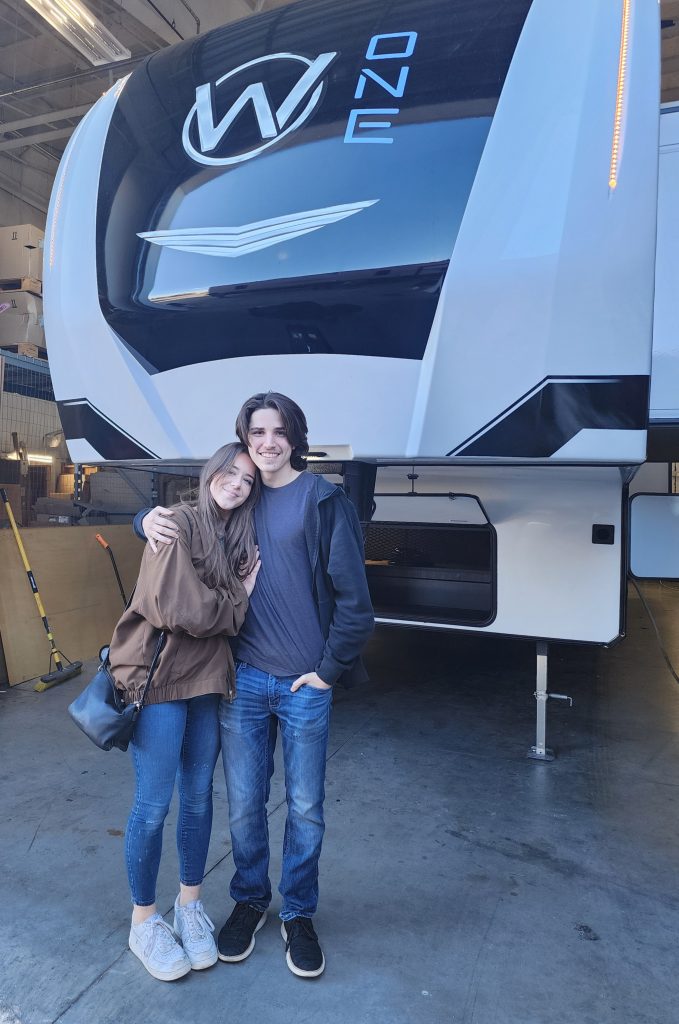 My son and his girlfriend picking up their RV from the lot.